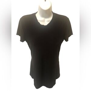 Norma Kamali Slim Fit Fitted Top Tee Black Sz S~4 Crew Neck Slinky Business